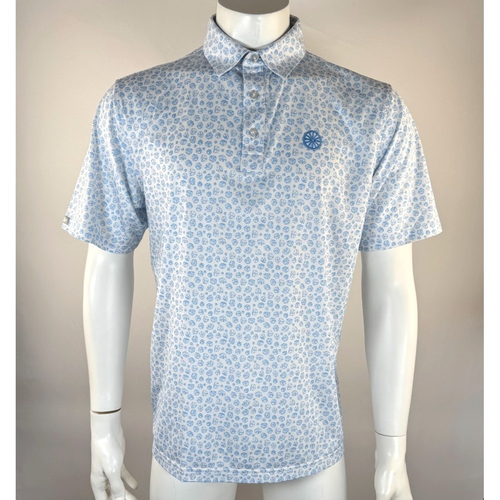 Straight Down Performance Golf Polo Shirt Mens M EUC Dice Short Sleeve Stretch